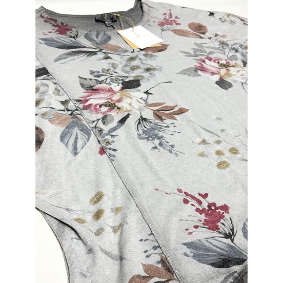 NWT Belle France Oversize Asymmetric Gray Floral Sweater Top Italy Made Women XL - Picture 8 of 13
